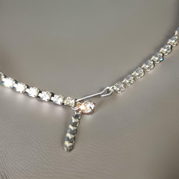 1954 Vintage Hook and Extender Rhinestone and Glass Wedding Party Necklace - Picture 6 of 6
